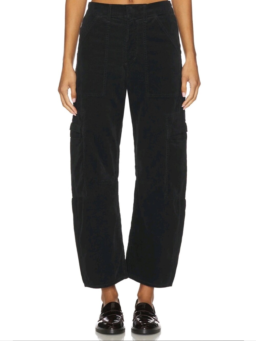 Citizens of Humanity Marcelle Corduroy Cargo Barrel Pants 27 Black